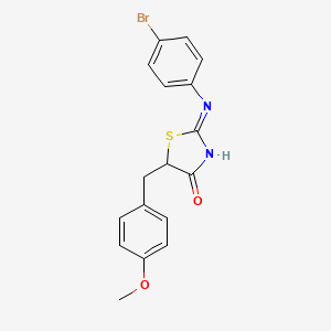 molecular formula C17H15BrN2O2S B3721796 2-[(4-bromophenyl)imino]-5-(4-methoxybenzyl)-1,3-thiazolidin-4-one 