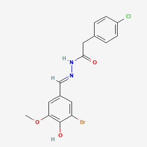 molecular formula C16H14BrClN2O3 B3721817 N'-(3-bromo-4-hydroxy-5-methoxybenzylidene)-2-(4-chlorophenyl)acetohydrazide 
