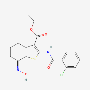 molecular formula C18H17ClN2O4S B3721828 ethyl 2-[(2-chlorobenzoyl)amino]-7-(hydroxyimino)-4,5,6,7-tetrahydro-1-benzothiophene-3-carboxylate 