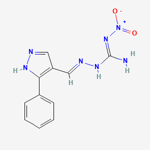 molecular formula C11H11N7O2 B3721839 N'-nitro-2-[(3-phenyl-1H-pyrazol-4-yl)methylene]hydrazinecarboximidamide 
