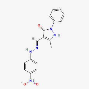 molecular formula C17H15N5O3 B3721847 5-hydroxy-3-methyl-1-phenyl-1H-pyrazole-4-carbaldehyde (4-nitrophenyl)hydrazone CAS No. 5667-74-3