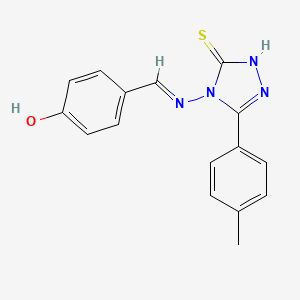 molecular formula C16H14N4OS B3721860 4-({[3-mercapto-5-(4-methylphenyl)-4H-1,2,4-triazol-4-yl]imino}methyl)phenol 