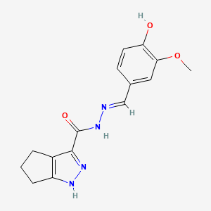 molecular formula C15H16N4O3 B3721899 N'-(4-hydroxy-3-methoxybenzylidene)-1,4,5,6-tetrahydrocyclopenta[c]pyrazole-3-carbohydrazide 
