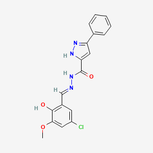 molecular formula C18H15ClN4O3 B3721911 N'-(5-chloro-2-hydroxy-3-methoxybenzylidene)-3-phenyl-1H-pyrazole-5-carbohydrazide 
