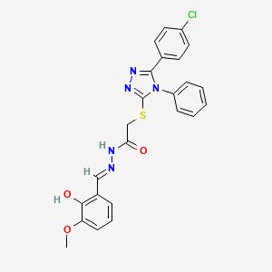 molecular formula C24H20ClN5O3S B3721928 2-{[5-(4-chlorophenyl)-4-phenyl-4H-1,2,4-triazol-3-yl]thio}-N'-(2-hydroxy-3-methoxybenzylidene)acetohydrazide 