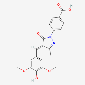 molecular formula C20H18N2O6 B3721931 4-[4-(4-hydroxy-3,5-dimethoxybenzylidene)-3-methyl-5-oxo-4,5-dihydro-1H-pyrazol-1-yl]benzoic acid 