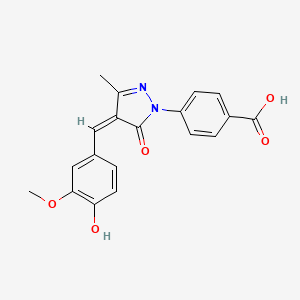 molecular formula C19H16N2O5 B3721938 4-[4-(4-hydroxy-3-methoxybenzylidene)-3-methyl-5-oxo-4,5-dihydro-1H-pyrazol-1-yl]benzoic acid 