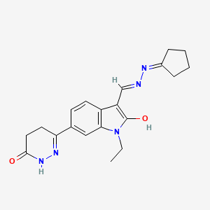 molecular formula C20H23N5O2 B3721985 3-[(2-cyclopentylidenehydrazino)methylene]-1-ethyl-6-(6-oxo-1,4,5,6-tetrahydro-3-pyridazinyl)-1,3-dihydro-2H-indol-2-one 