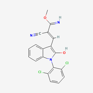 molecular formula C19H13Cl2N3O2 B3721988 3-amino-2-{[1-(2,6-dichlorophenyl)-2-oxo-1,2-dihydro-3H-indol-3-ylidene]methyl}-3-methoxyacrylonitrile 