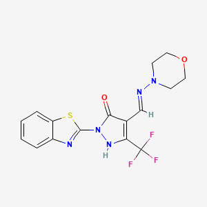 molecular formula C16H14F3N5O2S B3721991 2-(1,3-benzothiazol-2-yl)-4-[(4-morpholinylamino)methylene]-5-(trifluoromethyl)-2,4-dihydro-3H-pyrazol-3-one 