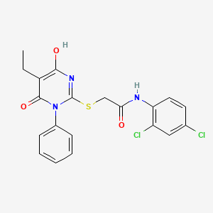 molecular formula C20H17Cl2N3O3S B3722004 N-(2,4-dichlorophenyl)-2-[(5-ethyl-4-hydroxy-6-oxo-1-phenyl-1,6-dihydro-2-pyrimidinyl)thio]acetamide 