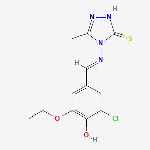 2-chloro-6-ethoxy-4-{[(3-mercapto-5-methyl-4H-1,2,4-triazol-4-yl)imino]methyl}phenol