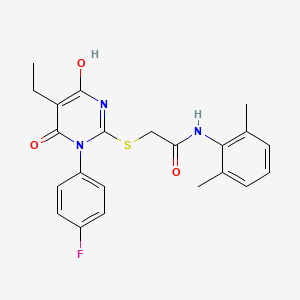 molecular formula C22H22FN3O3S B3722025 N-(2,6-dimethylphenyl)-2-{[5-ethyl-1-(4-fluorophenyl)-4-hydroxy-6-oxo-1,6-dihydro-2-pyrimidinyl]thio}acetamide 