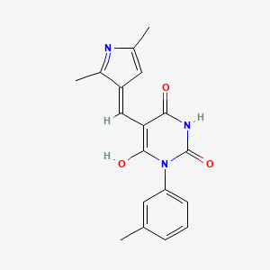 molecular formula C18H17N3O3 B3722039 5-[(2,5-dimethyl-1H-pyrrol-3-yl)methylene]-1-(3-methylphenyl)-2,4,6(1H,3H,5H)-pyrimidinetrione 