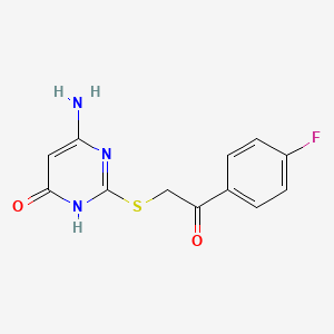 molecular formula C12H10FN3O2S B3722091 2-[(4-amino-6-hydroxy-2-pyrimidinyl)thio]-1-(4-fluorophenyl)ethanone 