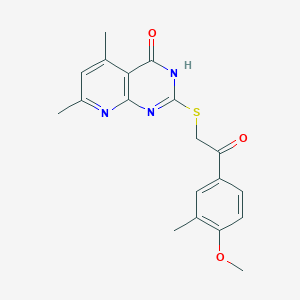molecular formula C19H19N3O3S B3722102 2-[(4-hydroxy-5,7-dimethylpyrido[2,3-d]pyrimidin-2-yl)thio]-1-(4-methoxy-3-methylphenyl)ethanone 