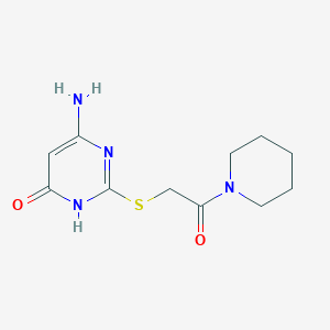 molecular formula C11H16N4O2S B3722112 6-amino-2-{[2-oxo-2-(1-piperidinyl)ethyl]thio}-4-pyrimidinol CAS No. 36162-27-3