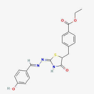 ethyl 4-({2-[(4-hydroxybenzylidene)hydrazono]-4-oxo-1,3-thiazolidin-5-yl}methyl)benzoate