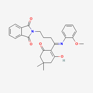 molecular formula C27H28N2O5 B3722189 2-{4-(4,4-dimethyl-2,6-dioxocyclohexylidene)-4-[(2-methoxyphenyl)amino]butyl}-1H-isoindole-1,3(2H)-dione 