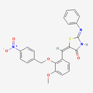 molecular formula C24H19N3O5S B3722225 5-{3-methoxy-2-[(4-nitrobenzyl)oxy]benzylidene}-2-(phenylimino)-1,3-thiazolidin-4-one 