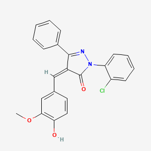 molecular formula C23H17ClN2O3 B3722235 2-(2-chlorophenyl)-4-(4-hydroxy-3-methoxybenzylidene)-5-phenyl-2,4-dihydro-3H-pyrazol-3-one 