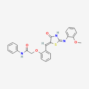 2-[2-({2-[(2-methoxyphenyl)imino]-4-oxo-1,3-thiazolidin-5-ylidene}methyl)phenoxy]-N-phenylacetamide