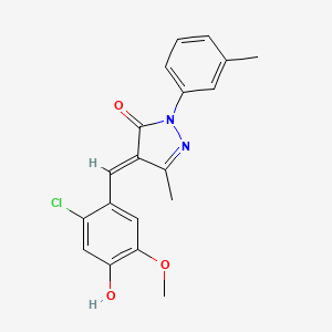 molecular formula C19H17ClN2O3 B3722242 4-(2-chloro-4-hydroxy-5-methoxybenzylidene)-5-methyl-2-(3-methylphenyl)-2,4-dihydro-3H-pyrazol-3-one 