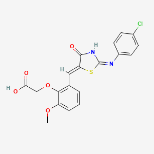 [2-({2-[(4-chlorophenyl)imino]-4-oxo-1,3-thiazolidin-5-ylidene}methyl)-6-methoxyphenoxy]acetic acid