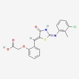 [2-({2-[(3-chloro-2-methylphenyl)imino]-4-oxo-1,3-thiazolidin-5-ylidene}methyl)phenoxy]acetic acid