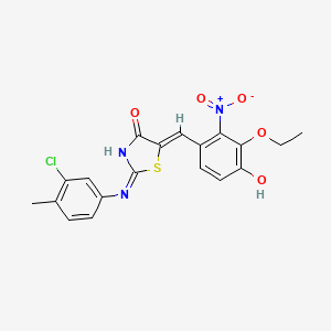 2-[(3-chloro-4-methylphenyl)imino]-5-(3-ethoxy-4-hydroxy-2-nitrobenzylidene)-1,3-thiazolidin-4-one