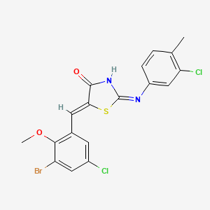 5-(3-bromo-5-chloro-2-methoxybenzylidene)-2-[(3-chloro-4-methylphenyl)imino]-1,3-thiazolidin-4-one