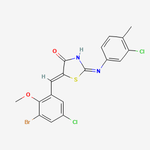 molecular formula C18H13BrCl2N2O2S B3722301 5-(3-bromo-5-chloro-2-methoxybenzylidene)-2-[(3-chloro-4-methylphenyl)imino]-1,3-thiazolidin-4-one 