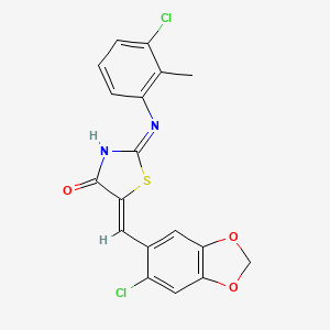 molecular formula C18H12Cl2N2O3S B3722307 5-[(6-chloro-1,3-benzodioxol-5-yl)methylene]-2-[(3-chloro-2-methylphenyl)imino]-1,3-thiazolidin-4-one 