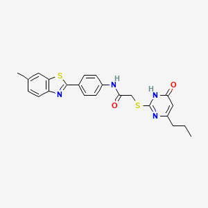molecular formula C23H22N4O2S2 B3722349 N-[4-(6-methyl-1,3-benzothiazol-2-yl)phenyl]-2-[(6-oxo-4-propyl-1,6-dihydro-2-pyrimidinyl)thio]acetamide 