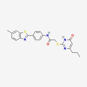 molecular formula C23H22N4O2S2 B3722349 2-[(4-hydroxy-6-propylpyrimidin-2-yl)sulfanyl]-N-[4-(6-methyl-1,3-benzothiazol-2-yl)phenyl]acetamide 