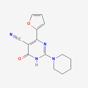 molecular formula C14H14N4O2 B3722371 4-(2-furyl)-6-oxo-2-(1-piperidinyl)-1,6-dihydro-5-pyrimidinecarbonitrile 