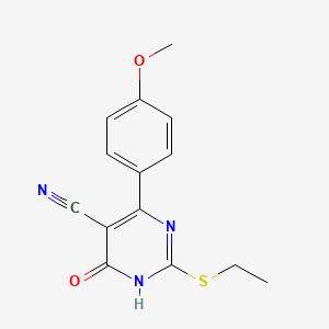 molecular formula C14H13N3O2S B3722376 2-(ethylthio)-4-(4-methoxyphenyl)-6-oxo-1,6-dihydro-5-pyrimidinecarbonitrile 