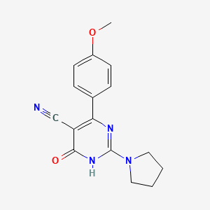 4-(4-methoxyphenyl)-6-oxo-2-(1-pyrrolidinyl)-1,6-dihydro-5-pyrimidinecarbonitrile
