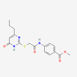 molecular formula C17H19N3O4S B3722402 methyl 4-({[(6-oxo-4-propyl-1,6-dihydro-2-pyrimidinyl)thio]acetyl}amino)benzoate 