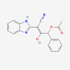 molecular formula C19H15N3O3 B3722461 3-cyano-3-(1,3-dihydro-2H-benzimidazol-2-ylidene)-2-oxo-1-phenylpropyl acetate 