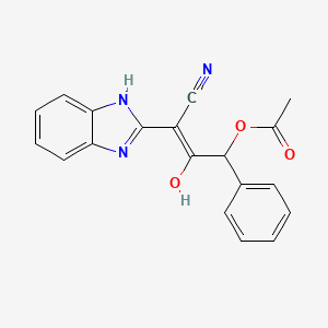 3-cyano-3-(1,3-dihydro-2H-benzimidazol-2-ylidene)-2-oxo-1-phenylpropyl acetate