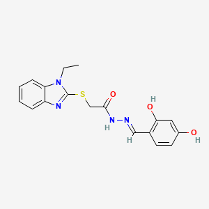 molecular formula C18H18N4O3S B3722590 N'-(2,4-dihydroxybenzylidene)-2-[(1-ethyl-1H-benzimidazol-2-yl)thio]acetohydrazide 