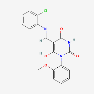 molecular formula C18H14ClN3O4 B3722613 5-{[(2-chlorophenyl)amino]methylene}-1-(2-methoxyphenyl)-2,4,6(1H,3H,5H)-pyrimidinetrione 