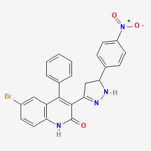 molecular formula C24H17BrN4O3 B3722614 6-bromo-3-[5-(4-nitrophenyl)-4,5-dihydro-1H-pyrazol-3-yl]-4-phenyl-2(1H)-quinolinone 