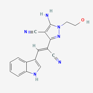 molecular formula C17H14N6O B3722648 5-amino-3-[1-cyano-2-(1H-indol-3-yl)vinyl]-1-(2-hydroxyethyl)-1H-pyrazole-4-carbonitrile 