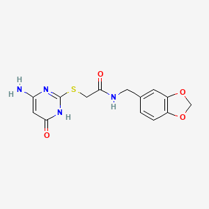 molecular formula C14H14N4O4S B3722684 2-[(4-amino-6-oxo-1,6-dihydro-2-pyrimidinyl)thio]-N-(1,3-benzodioxol-5-ylmethyl)acetamide 