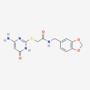 2-[(4-amino-6-oxo-1,6-dihydro-2-pyrimidinyl)thio]-N-(1,3-benzodioxol-5-ylmethyl)acetamide