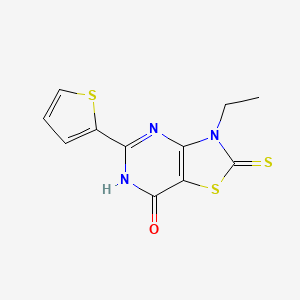 molecular formula C11H9N3OS3 B3722782 3-ethyl-5-(2-thienyl)-2-thioxo-2,3-dihydro[1,3]thiazolo[4,5-d]pyrimidin-7(6H)-one 