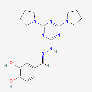 molecular formula C18H23N7O2 B3722788 3,4-dihydroxybenzaldehyde (4,6-di-1-pyrrolidinyl-1,3,5-triazin-2-yl)hydrazone 