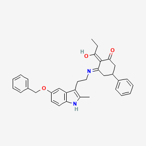 3-({2-[5-(benzyloxy)-2-methyl-1H-indol-3-yl]ethyl}amino)-5-phenyl-2-propionylcyclohex-2-en-1-one